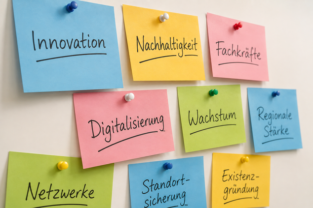 Notizzettel an der Pinnwand Notizzettel an der Pinnwand